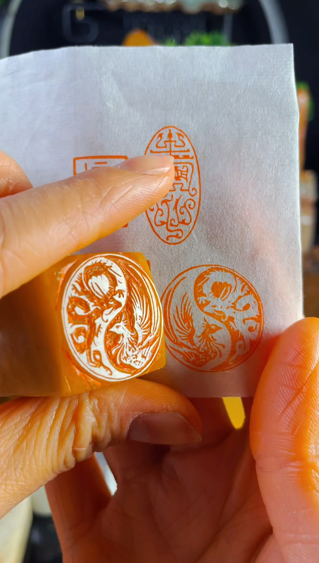 【闪购商品】浙江红石印石手工篆刻《龙凤呈祥》2.5