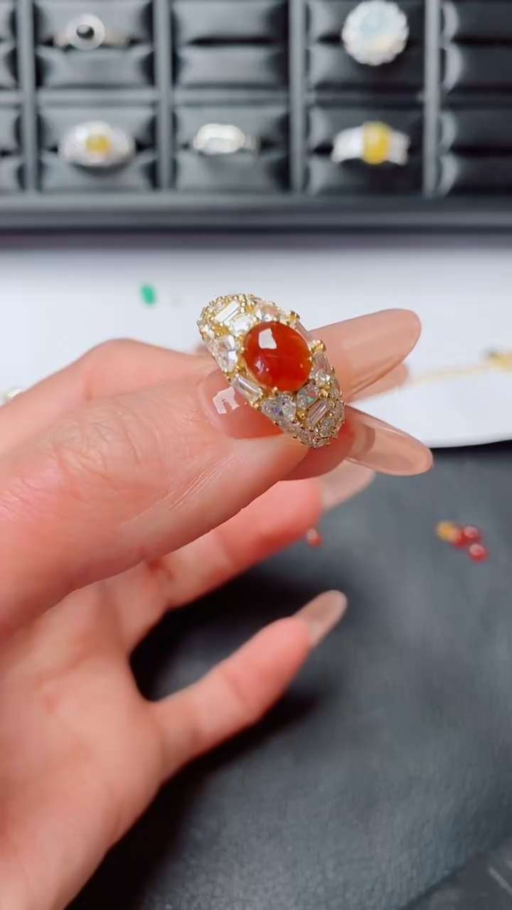 银S925镶嵌戒指翡翠...