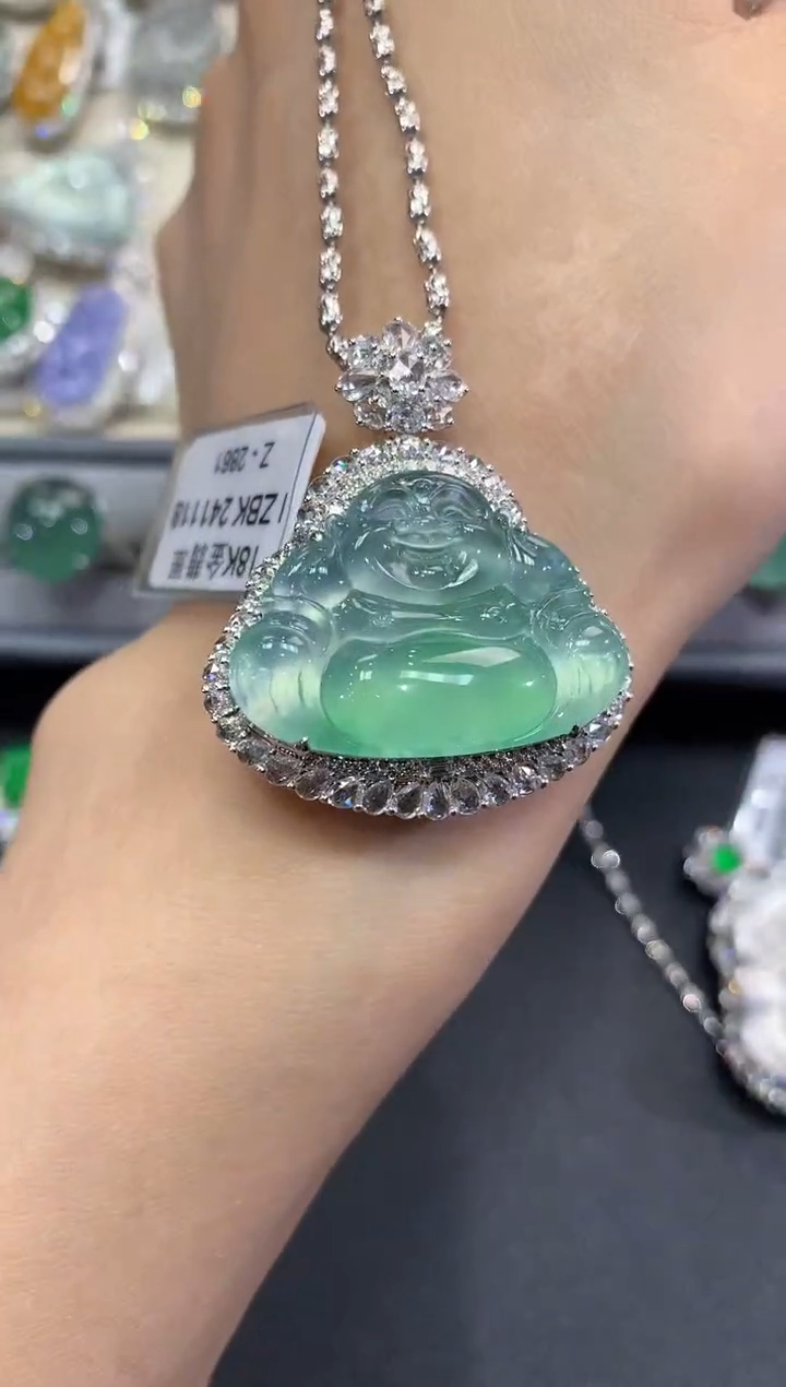 【闪购商品】翡翠吊坠(不含链)18K金镶嵌w144             