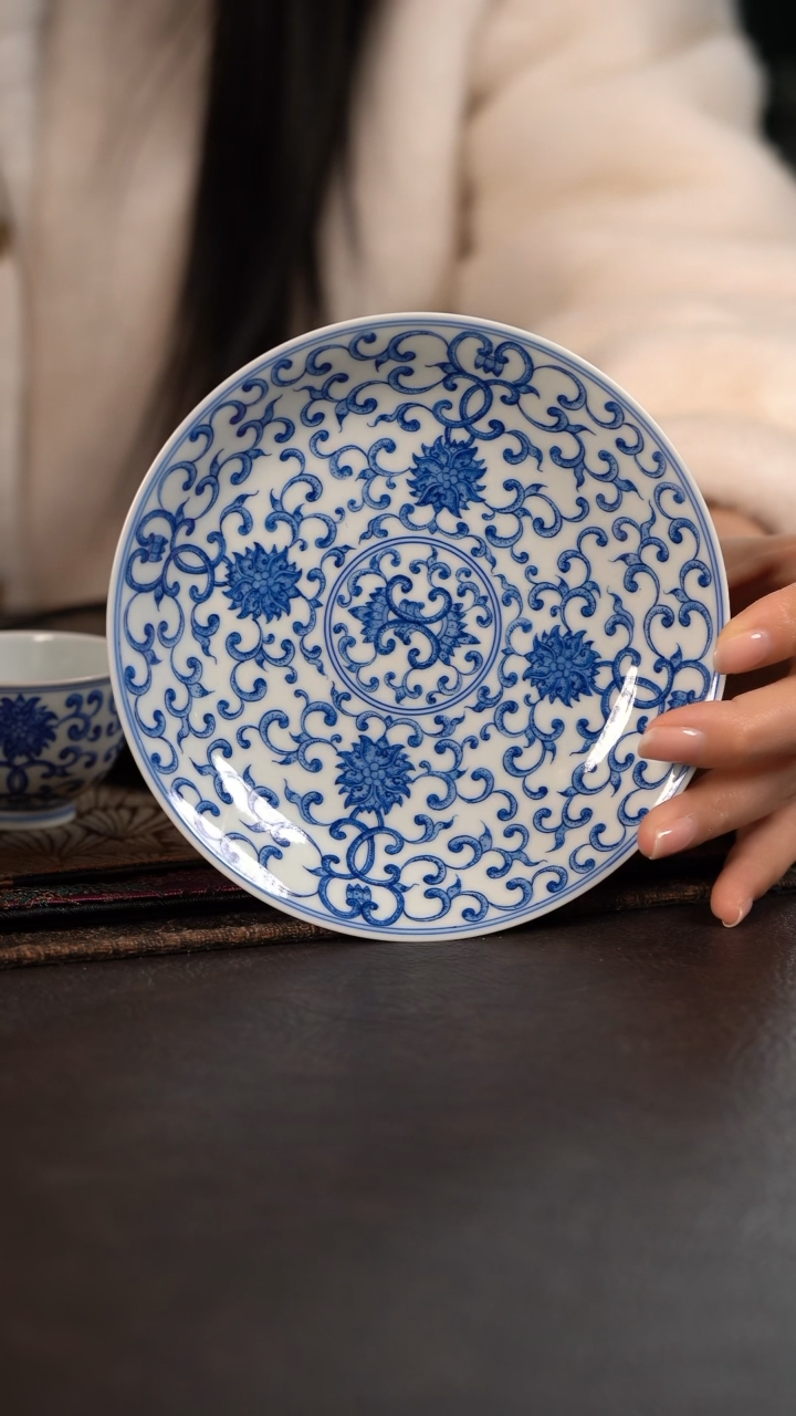 【闪购商品】杯HLX陶瓷点工缠枝莲壶承