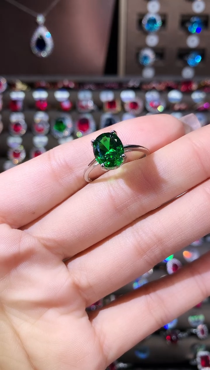 银S925镶嵌戒指碧玺810银色