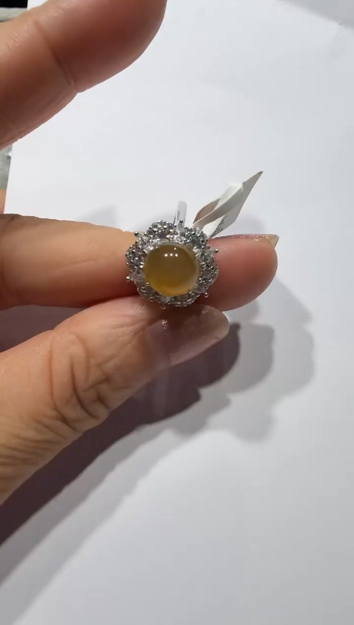 银S925镶嵌戒指翡翠925银镶缅甸A货翡翠戒指