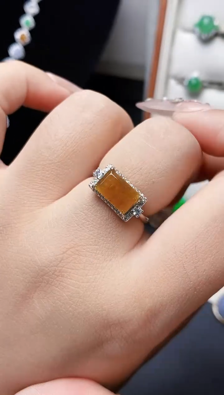 银S925镶嵌戒指翡翠0048