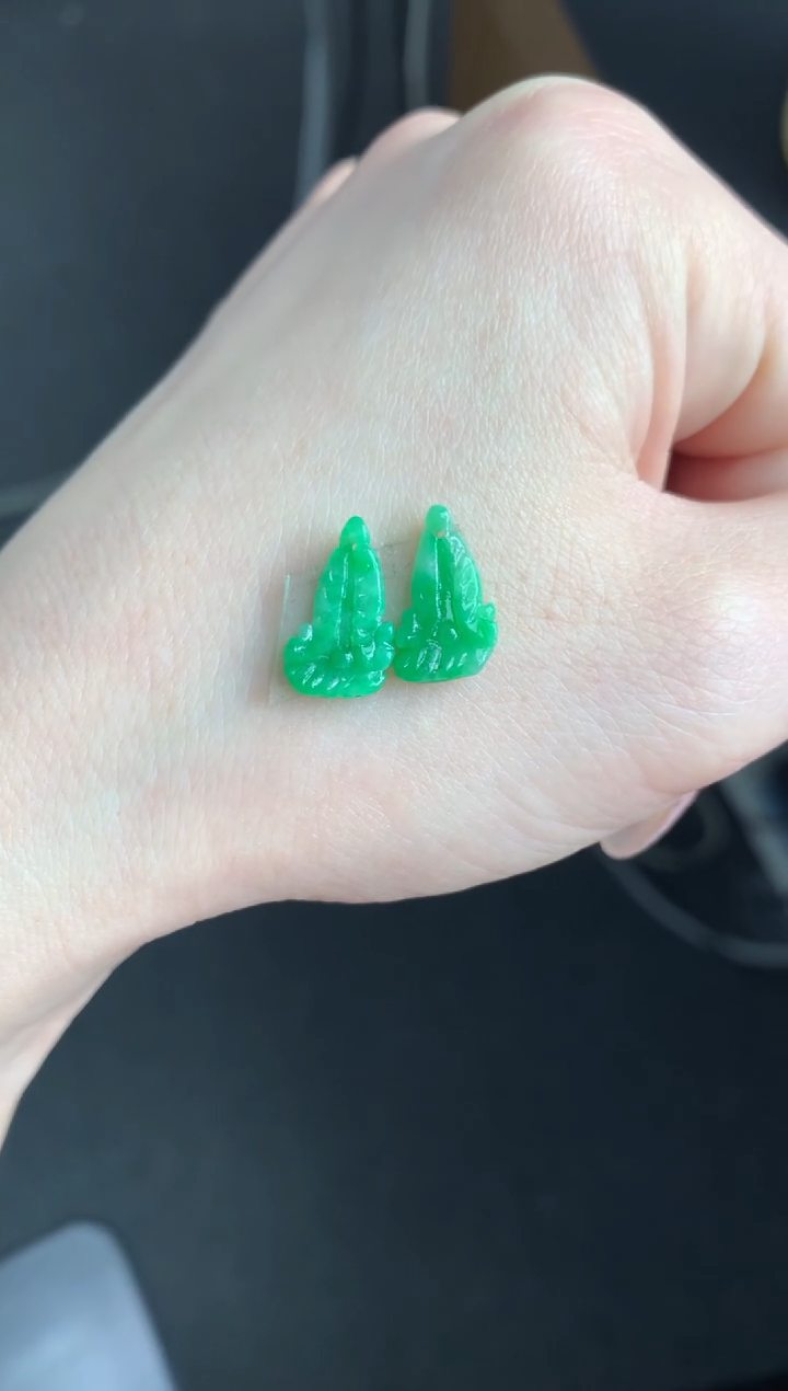 【闪购商品】定制翡翠未镶嵌一对白菜