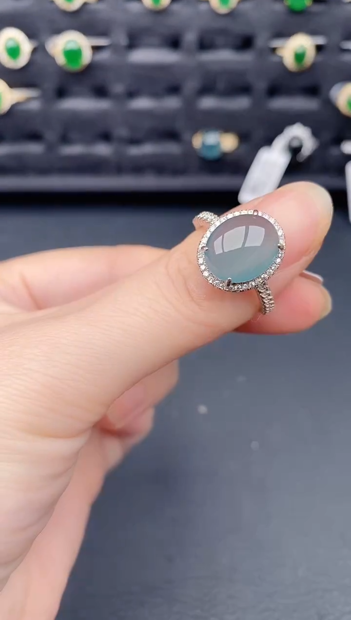 银S925镶嵌戒指翡翠天然a货翡翠184