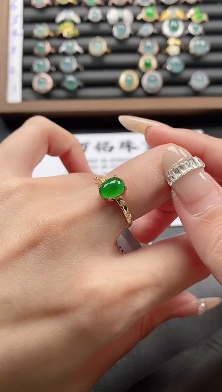 银S925镶嵌戒指翡翠51511