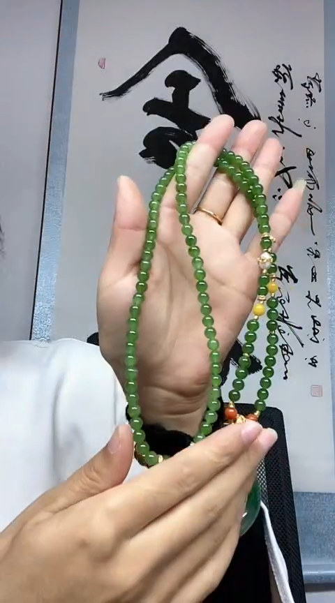 【闪购商品】和田玉项链未镶嵌约6mm碧玉多样性发一件