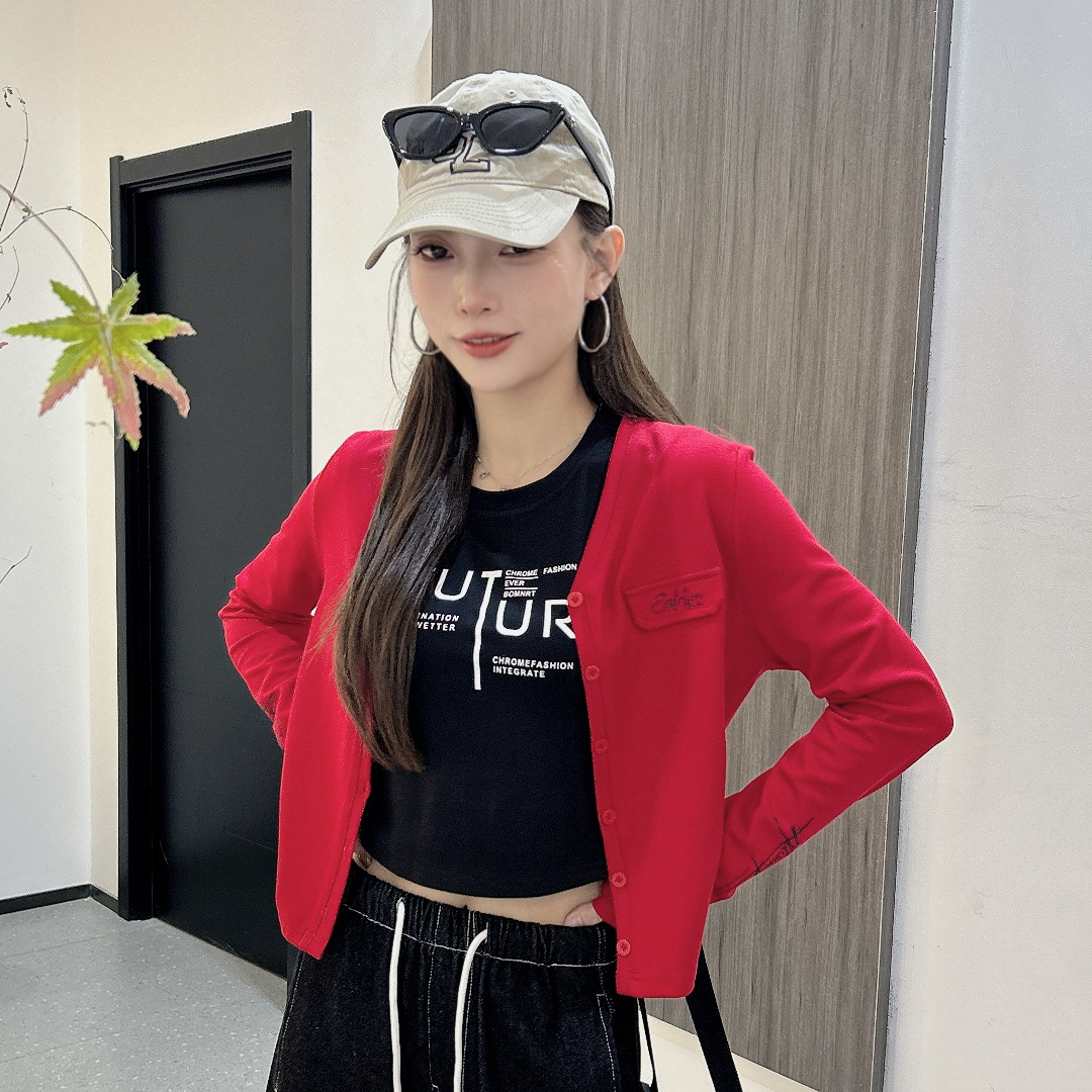 （2）9597秋季新品爵士风按扣修身印花长袖开衫