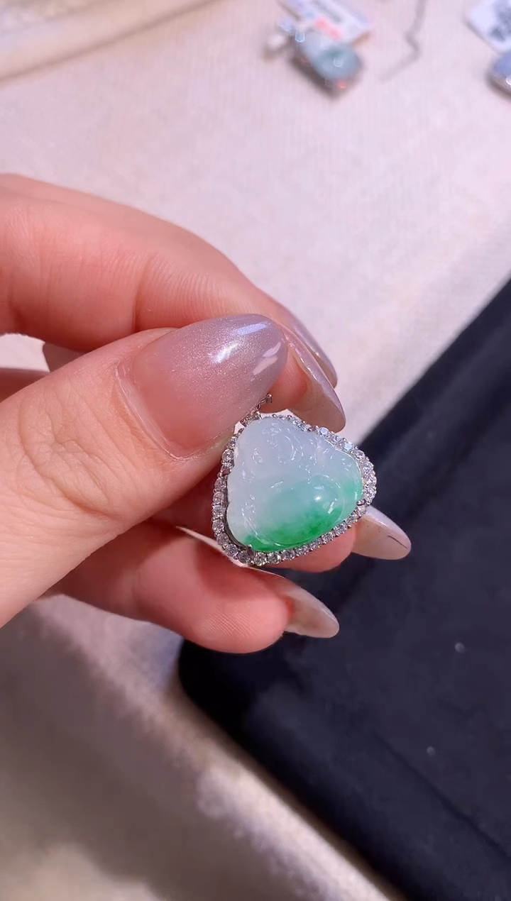 翡翠银S925镶嵌吊坠(不含链)【挽石珠宝】佛公