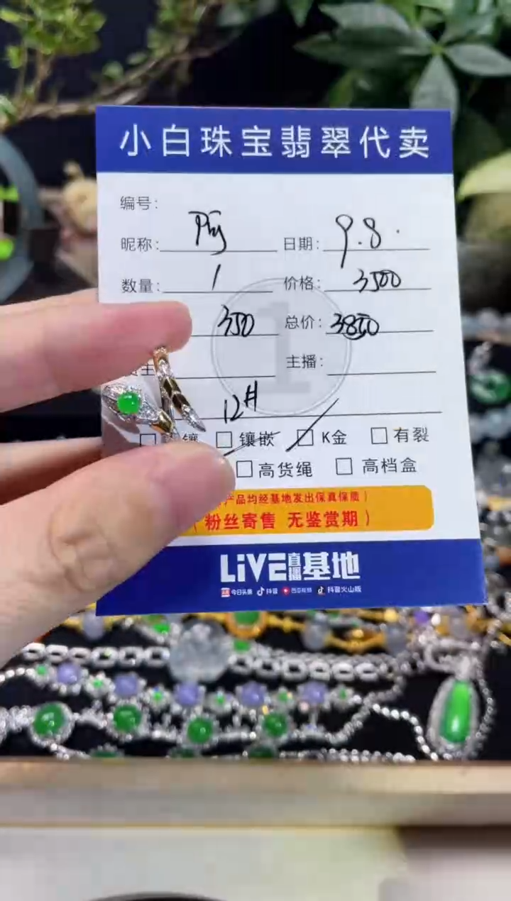 18K金镶嵌翡翠耳饰阿***丁戒指