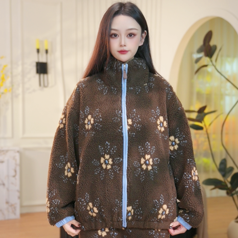 N冬季新款长袖加绒厚款家居服高颜值柔软睡衣套装