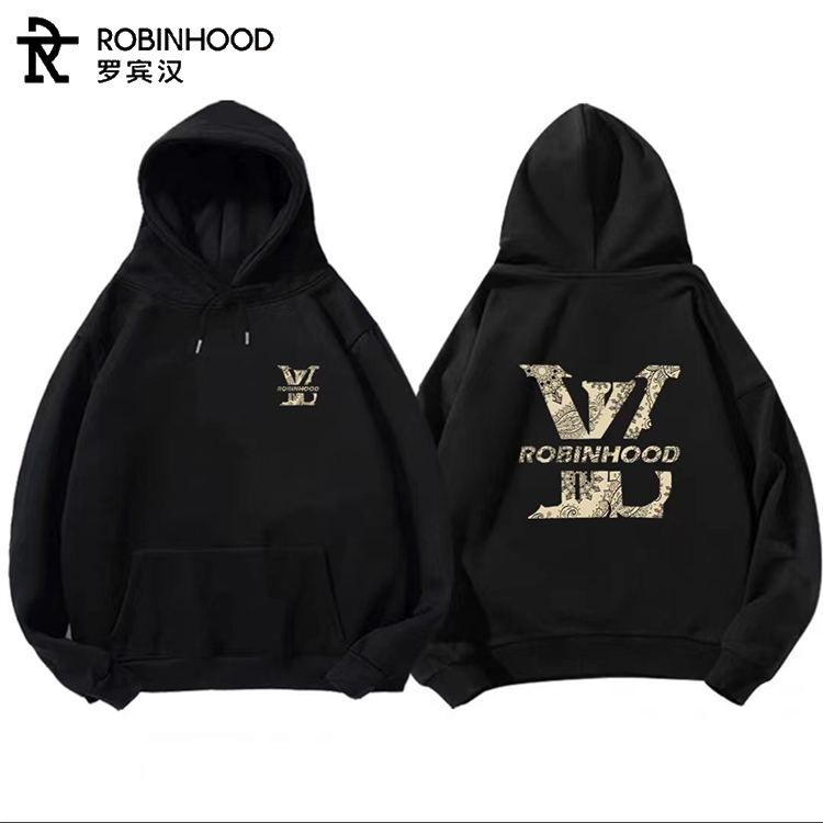 罗宾汉冬款卫衣2025上新百搭连帽加绒卫衣宽松款情侣印花