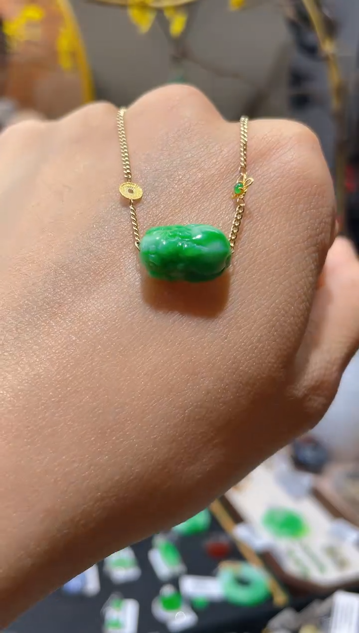 【闪购商品】翡翠颈饰18K金镶嵌假一赔三