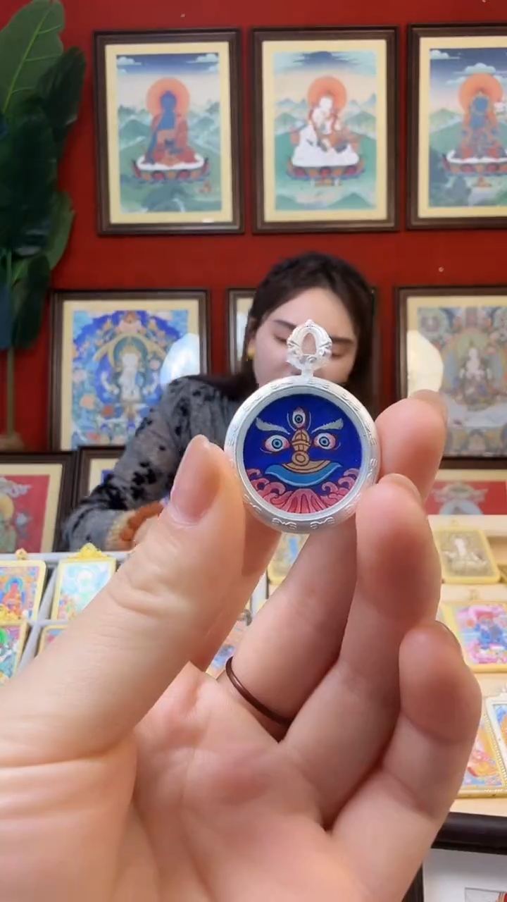 吊坠热贡纯手绘--黑财神