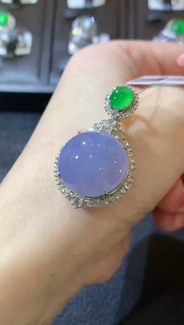 【闪购商品】翡翠吊坠(不含链)18K金镶嵌C56 紫货有一定色差