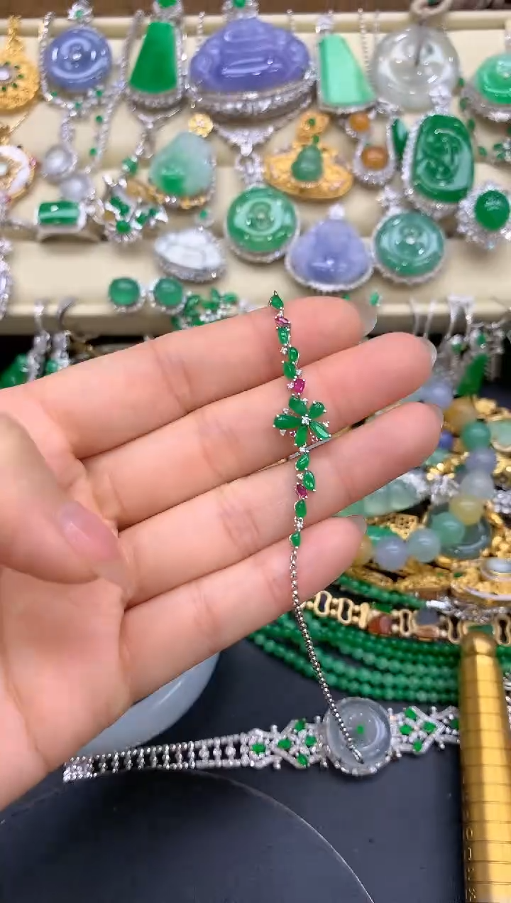 【闪购商品】翡翠手链18K金镶嵌392-中国好珍宝