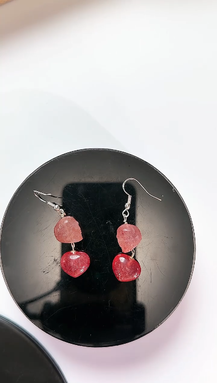 石英质玉耳挂未镶嵌E2871  草莓晶 阿呆 耳挂