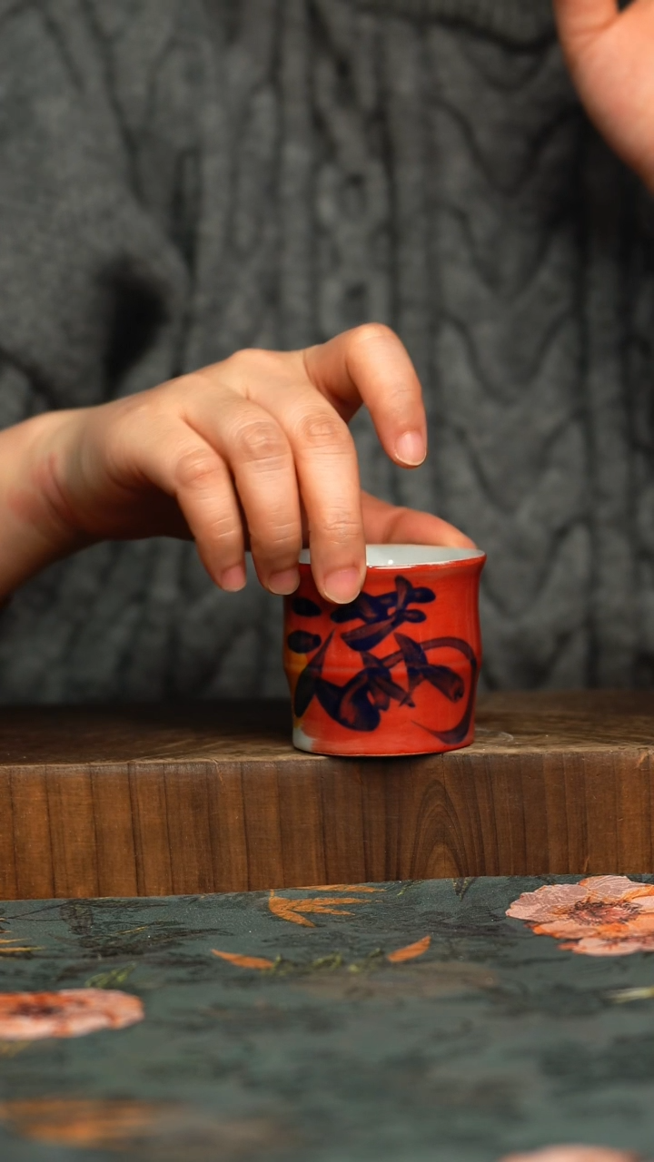 杯釉下彩手工手绘同款陶器