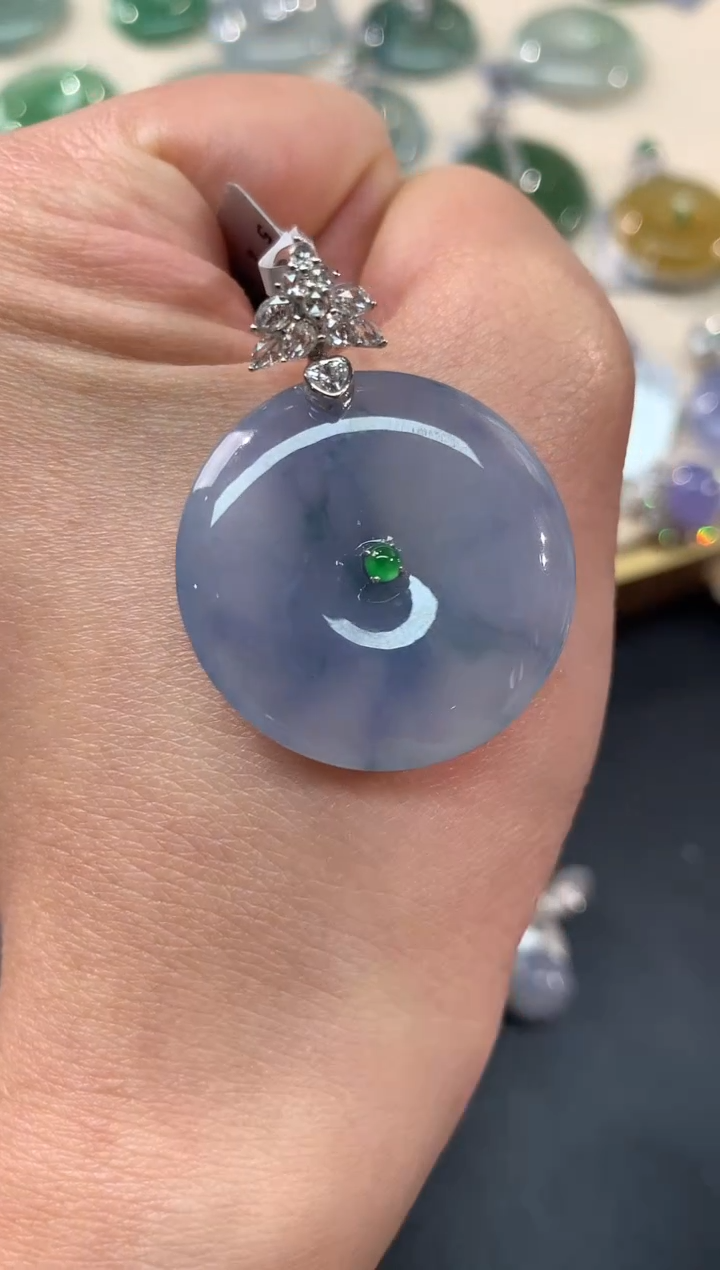 【闪购商品】翡翠吊坠(不含链)18K金镶嵌V24|16800+0