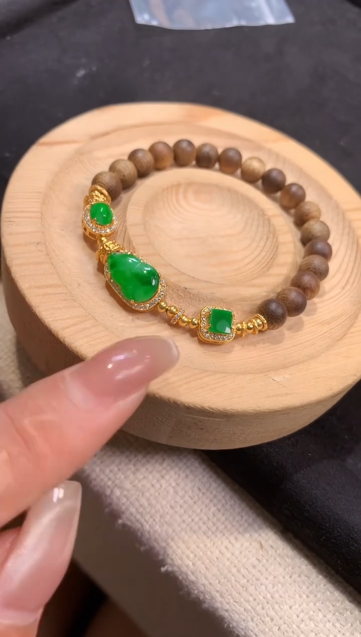 银S925镶嵌手串翡翠手串