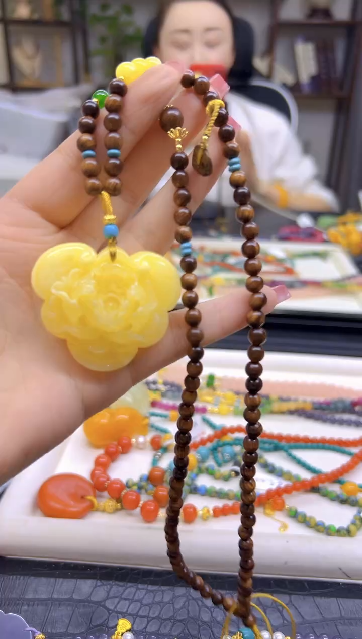 蜜蜡毛衣链未镶嵌DIY款M746