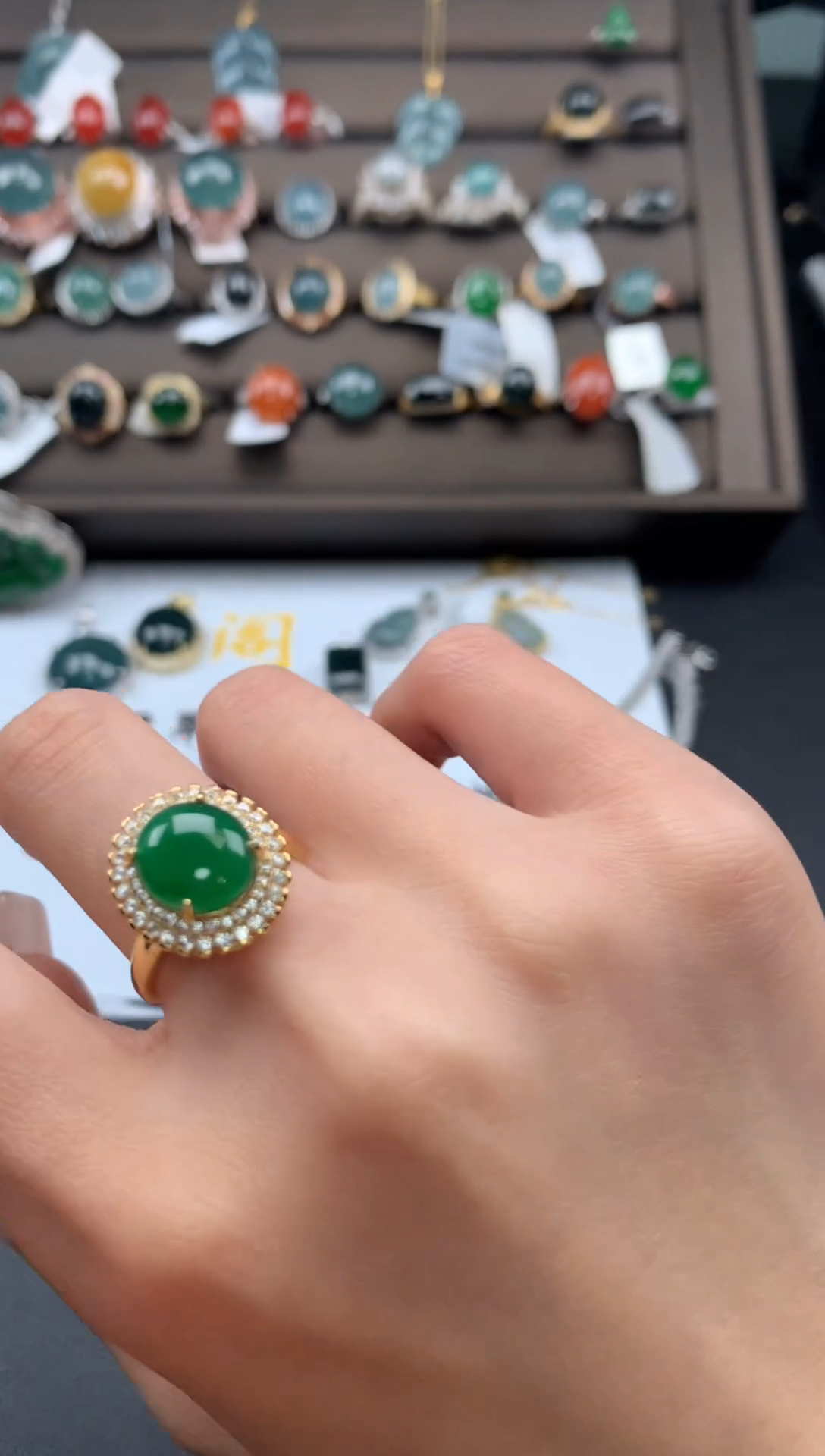 【闪购商品】翡翠戒指银S925镶嵌54353534