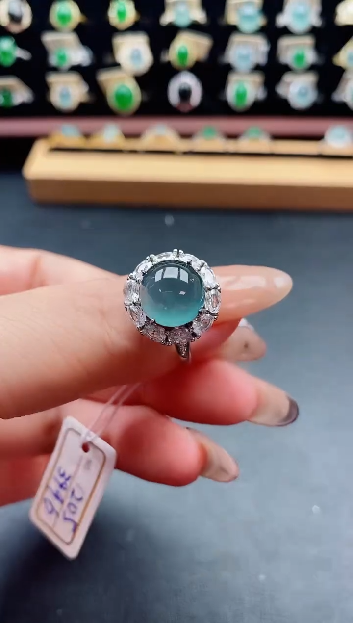 银S925镶嵌戒指翡翠1