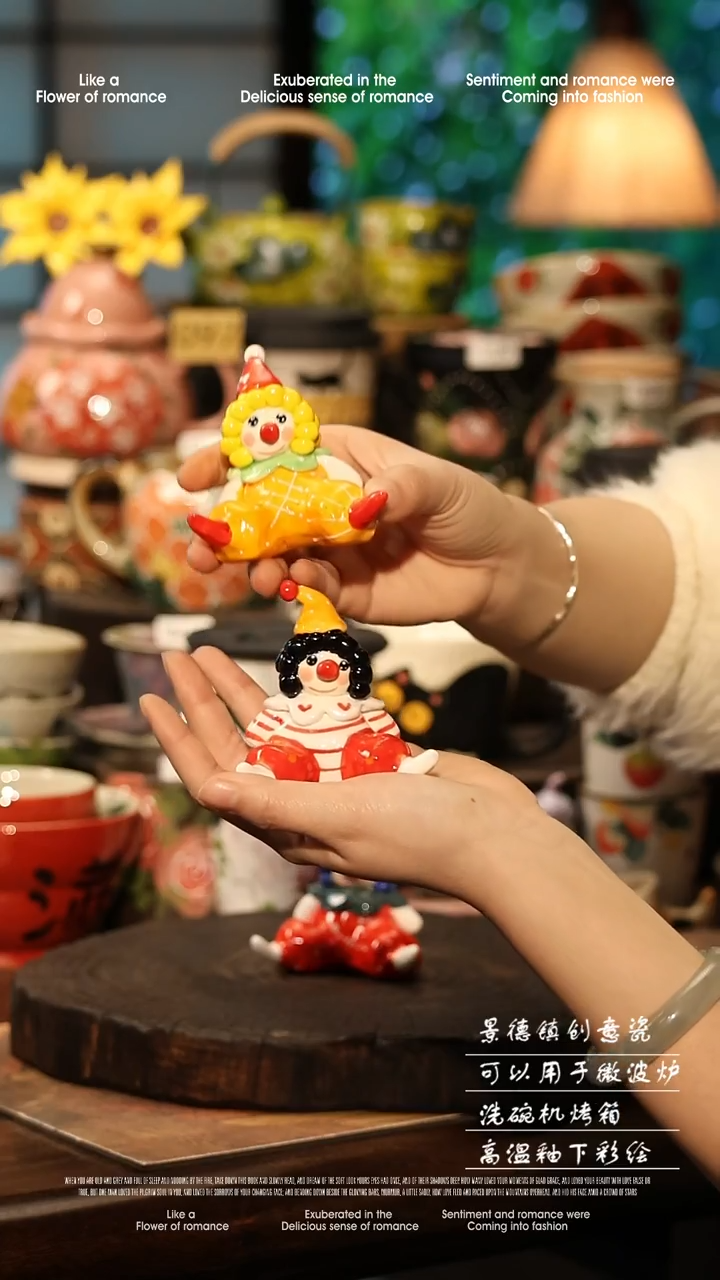 陶瓷随机一个景德镇高温釉下彩手工手绘款式