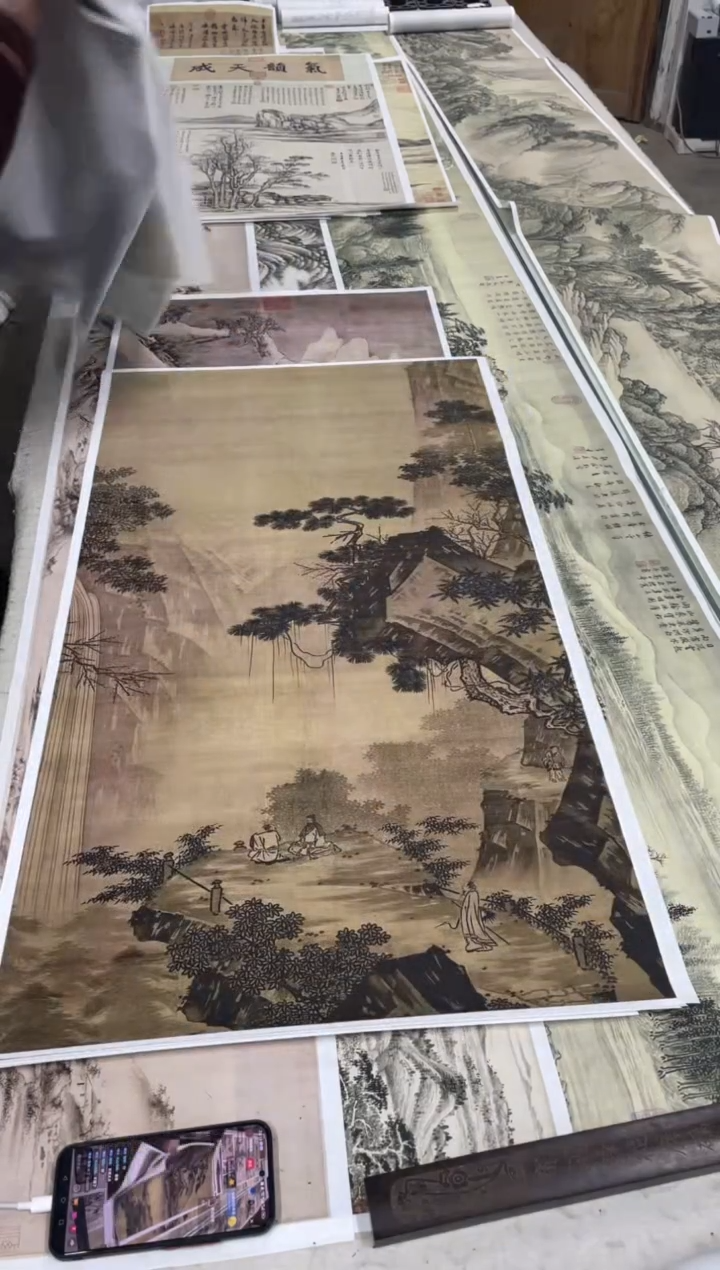 马远_仙侣观瀑图 微喷复刻