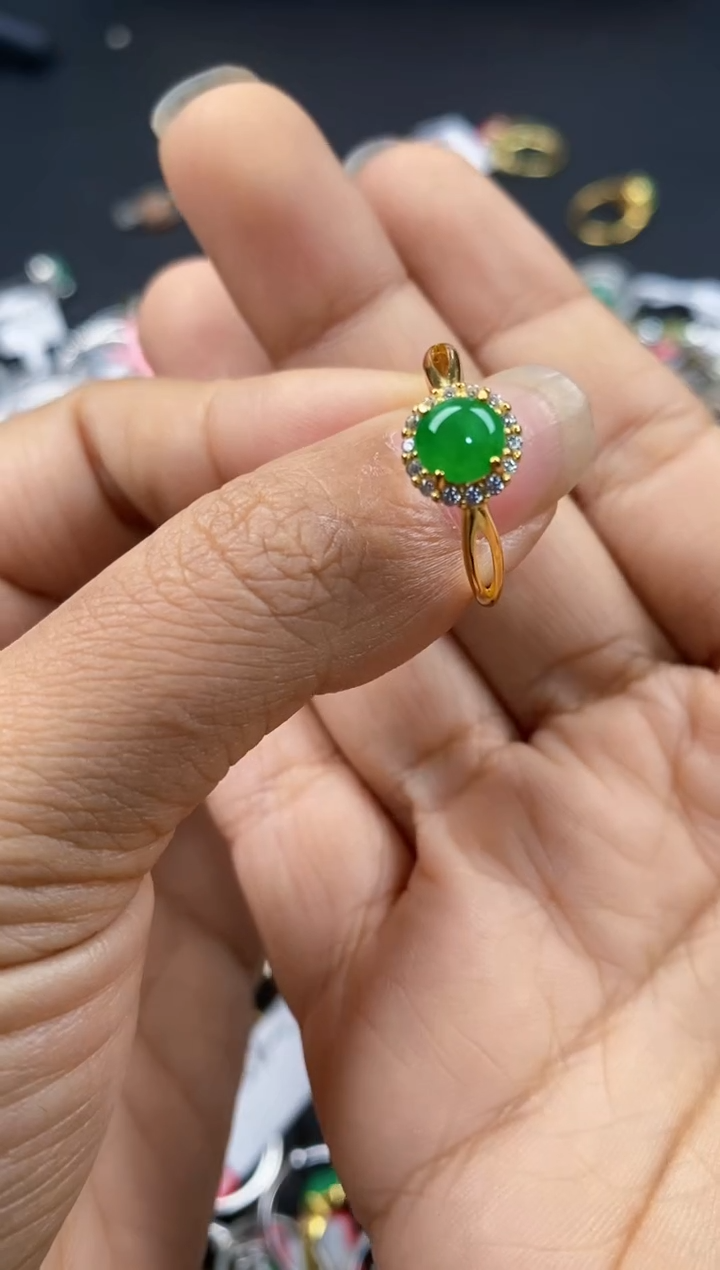 银S925镶嵌戒指翡翠222---6