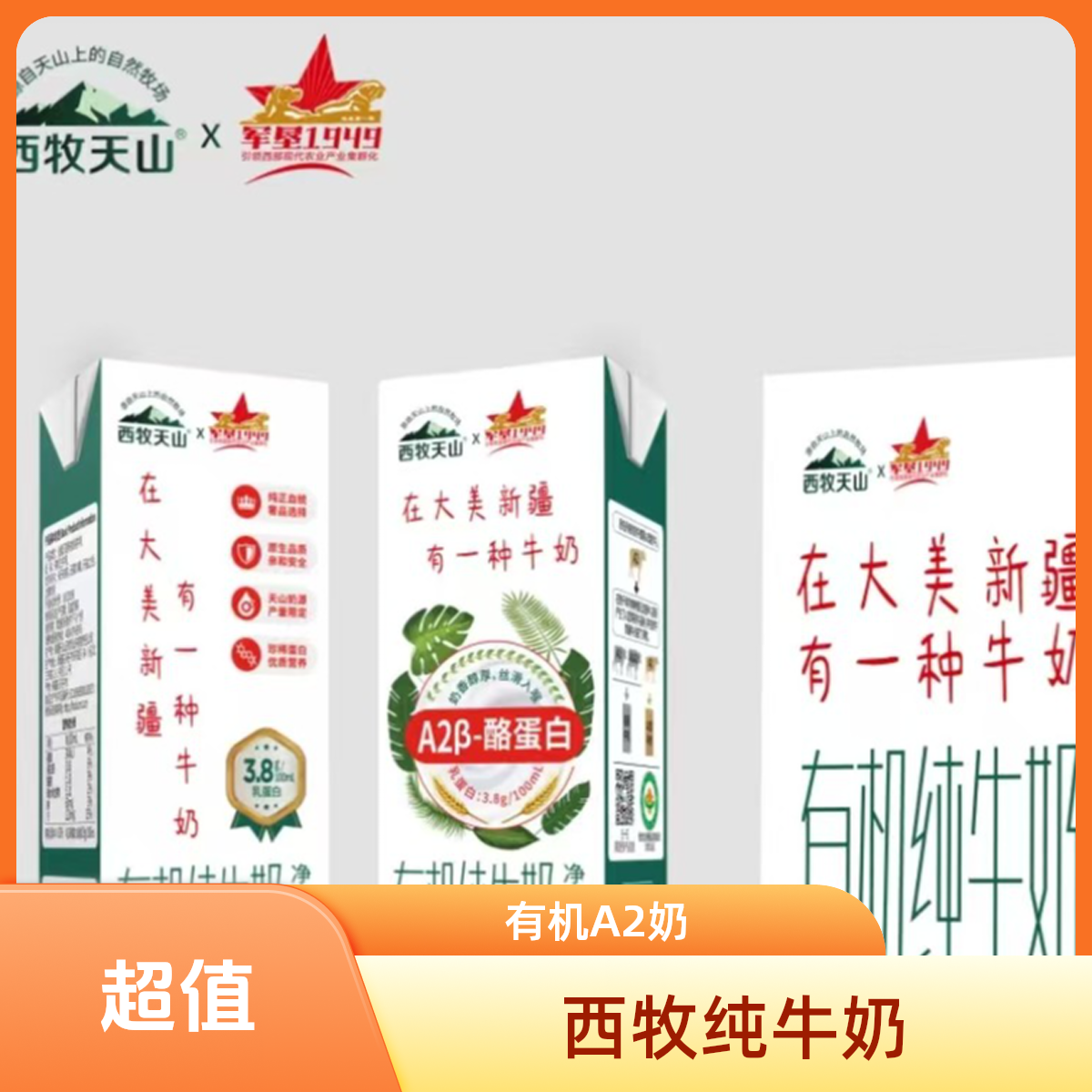 【大同蓝遇见新疆年货节专属福利】西牧天山有机A2纯牛奶  200ml/盒×12