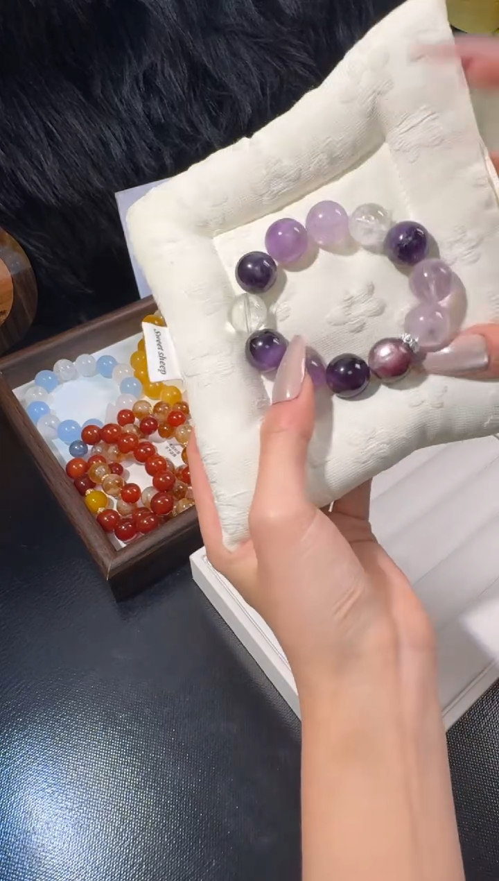 未镶嵌手链水晶大葡萄紫色多宝