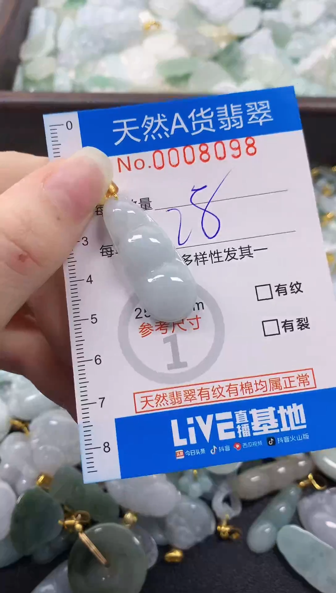 颈饰未镶嵌翡翠净货挂件-8098