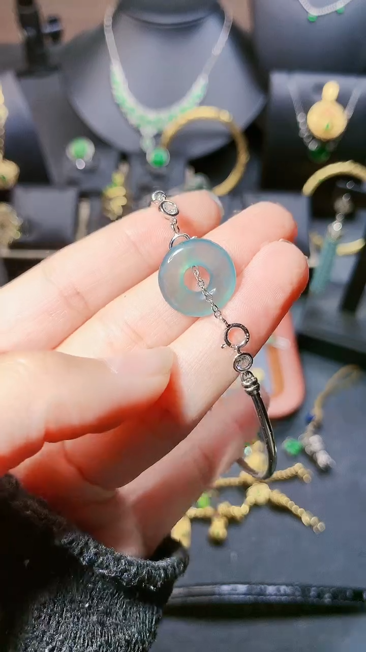 银S925镶嵌翡翠手链手链