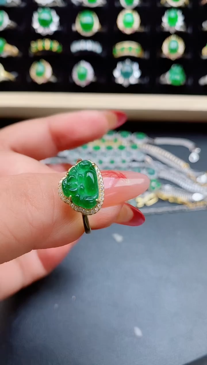 【闪购商品】翡翠戒指银S925镶嵌508550