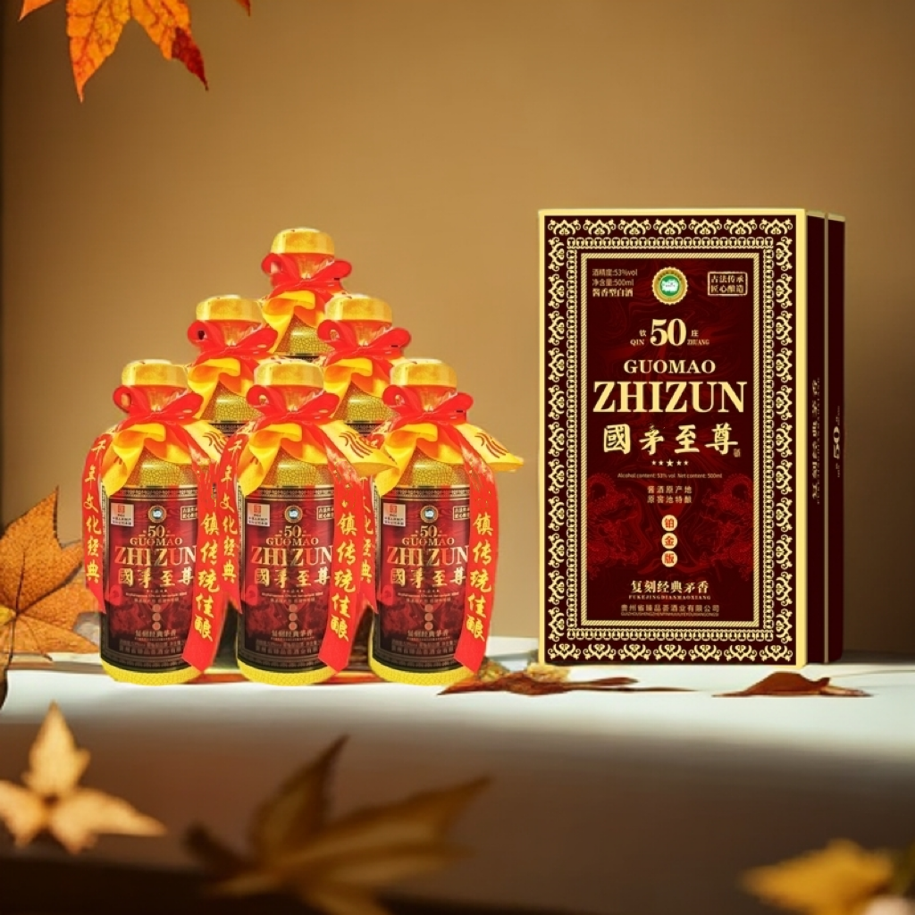 钦庄贵州至尊酒53度酱香型白酒500ml*6整箱礼盒装纯粮食酒【1】