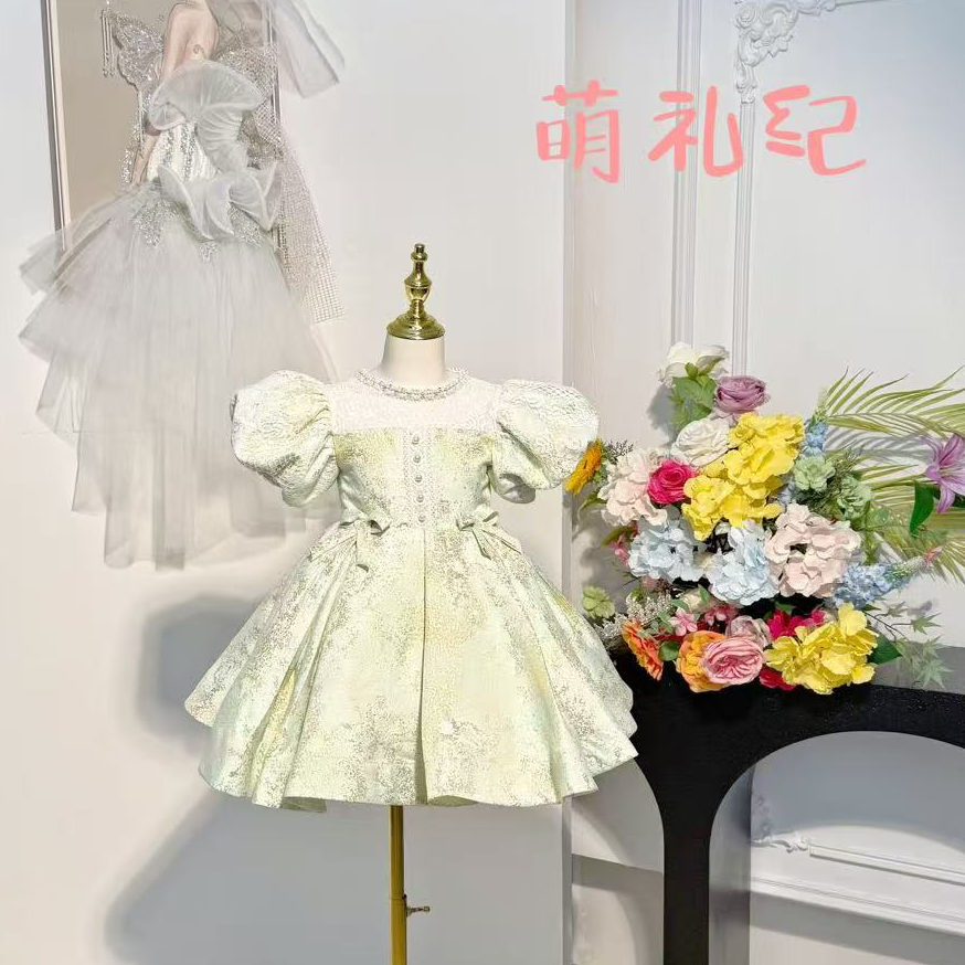 儿童洋气公主风演出服连衣裙礼服礼服欧美生日女走秀钢琴主持生日