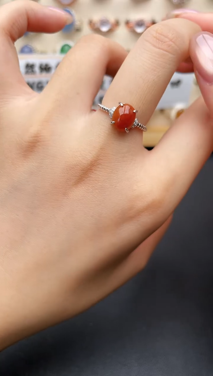 翡翠戒指银S925镶嵌一物一证一礼盒