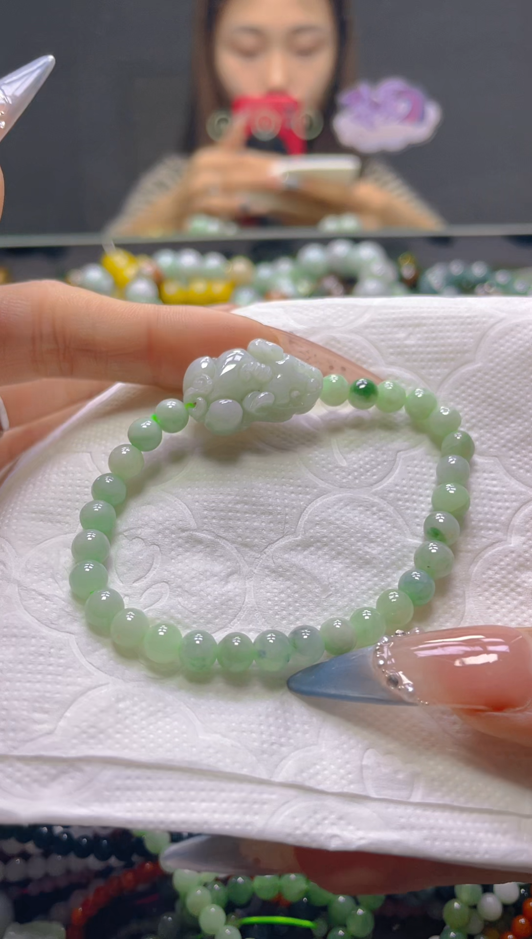 颈饰未镶嵌翡翠5MM/B/翡翠A货，一件也是批发价