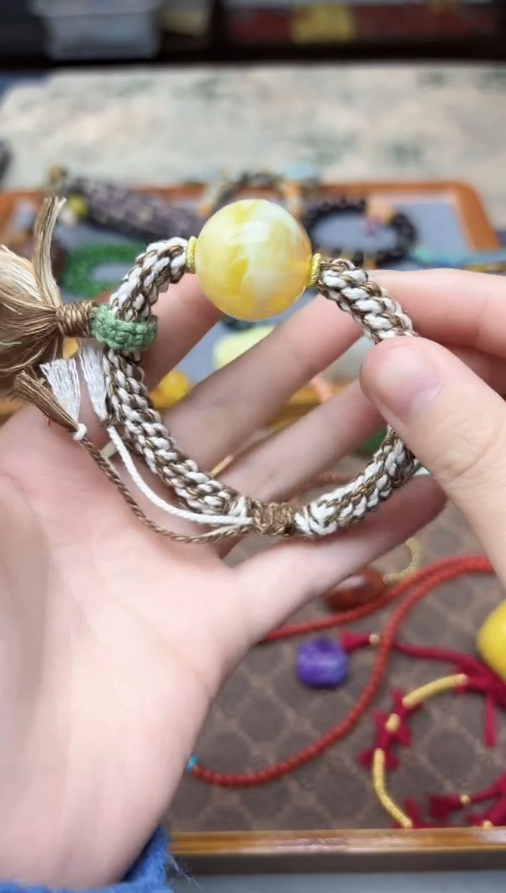 裸石蜜蜡未镶嵌蜜蜡单珠手绳21mmWCY