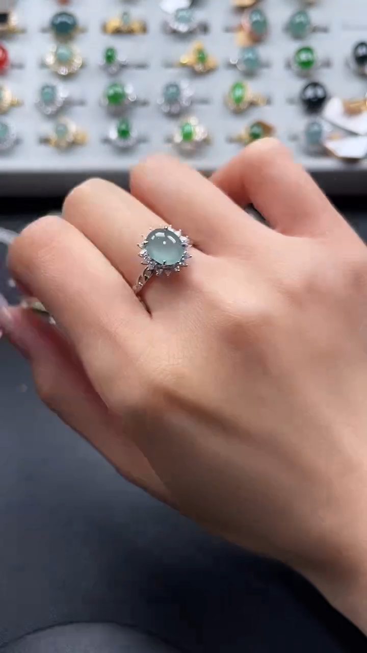 【闪购商品】翡翠戒指银S925镶嵌56757856
