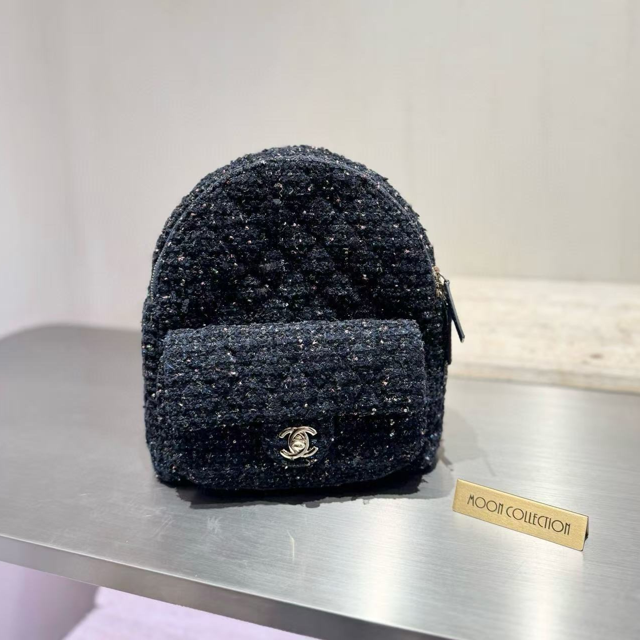 99新 Chanel/香奈儿 99 CHANEL 蕾丝编织毛呢小书包 28k 蓝色