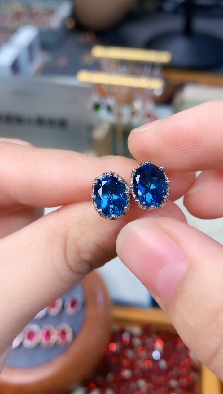 【闪购商品】托帕石耳饰银S925镶嵌天然