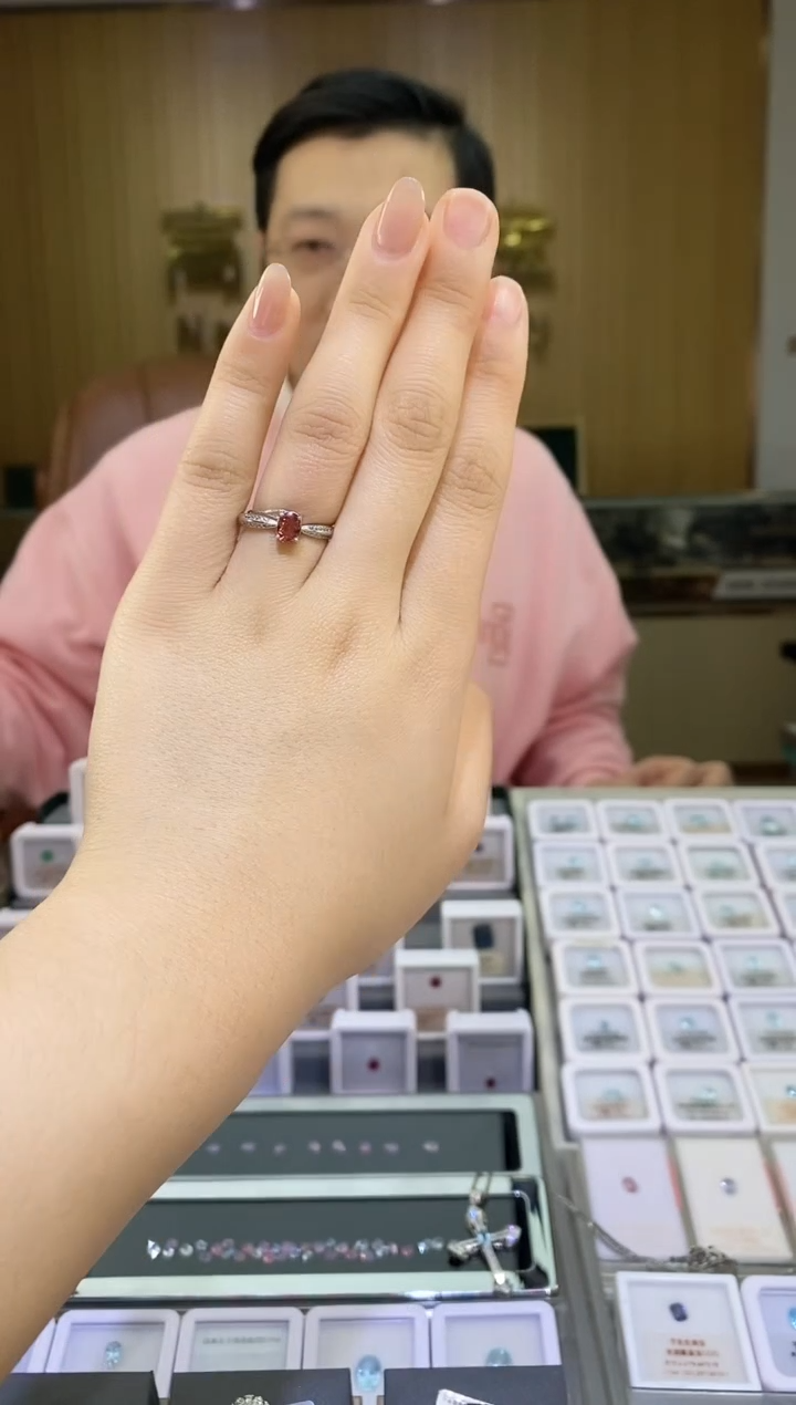 银S925镶嵌戒指碧玺天然碧玺戒指