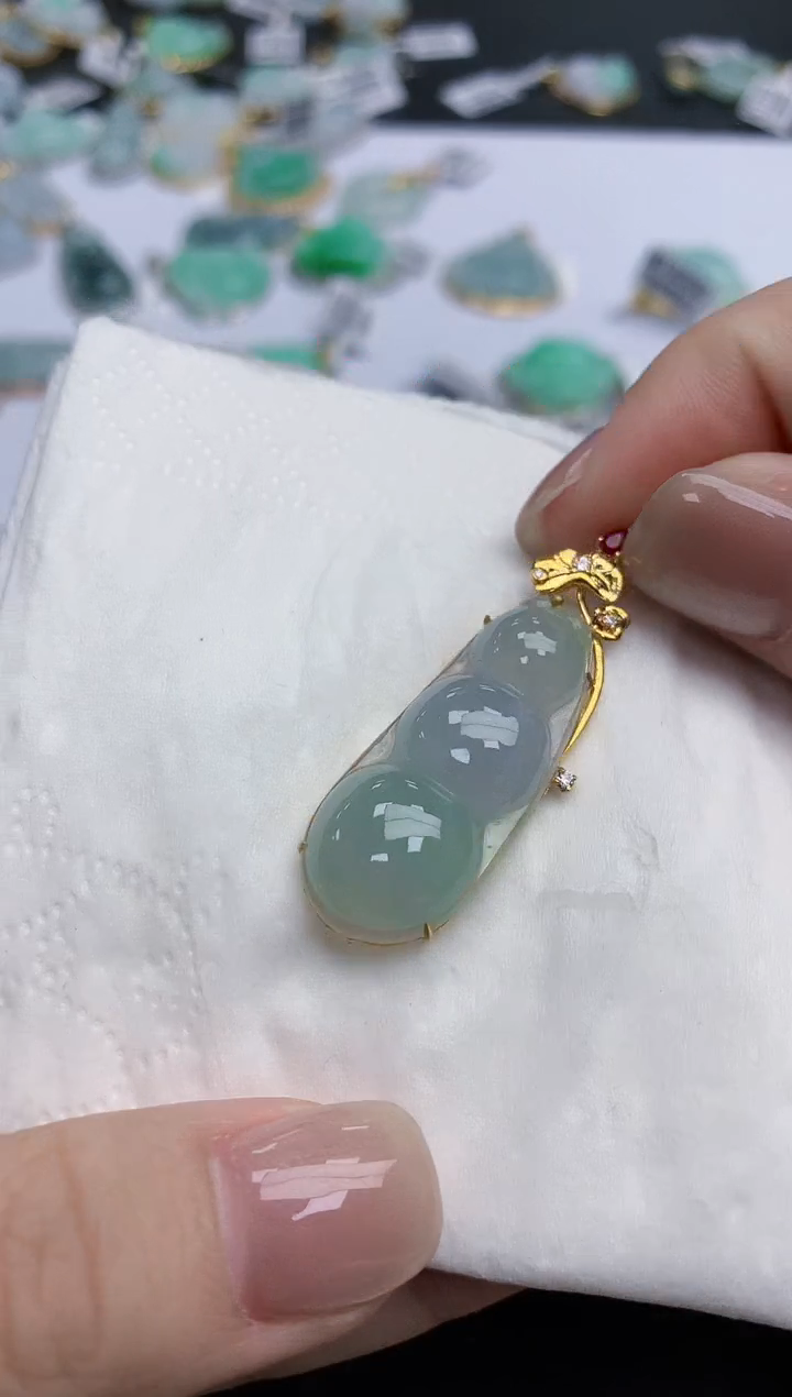 【闪购商品】翡翠颈饰18K金镶嵌天然缅甸翡翠A货