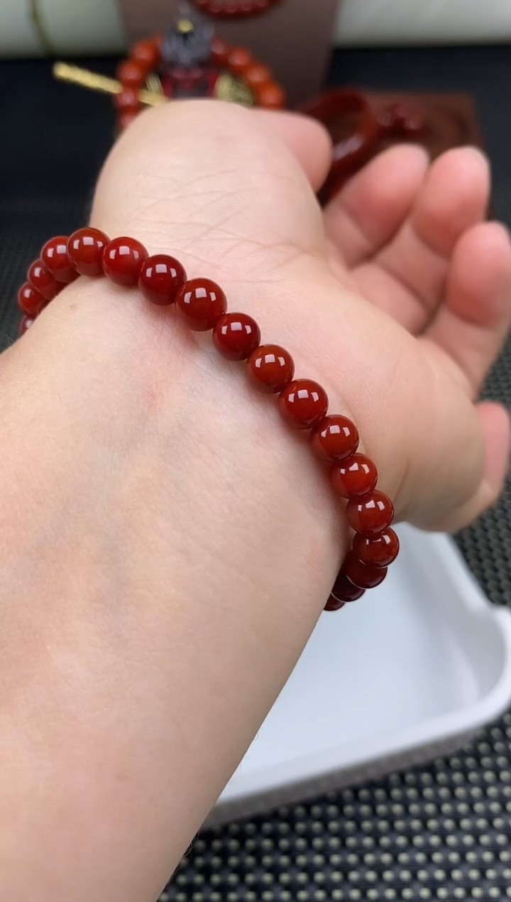 未镶嵌南红玛瑙珠宝半成品6mm手串  30颗