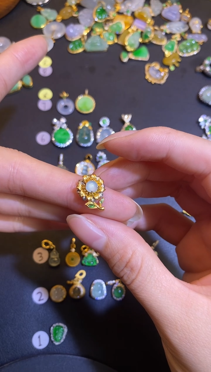 吊坠(不含链)银S925镶嵌翡翠1