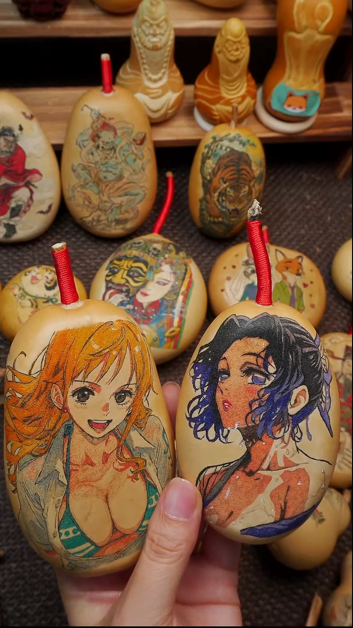 潮****升针刺葫芦文玩把件