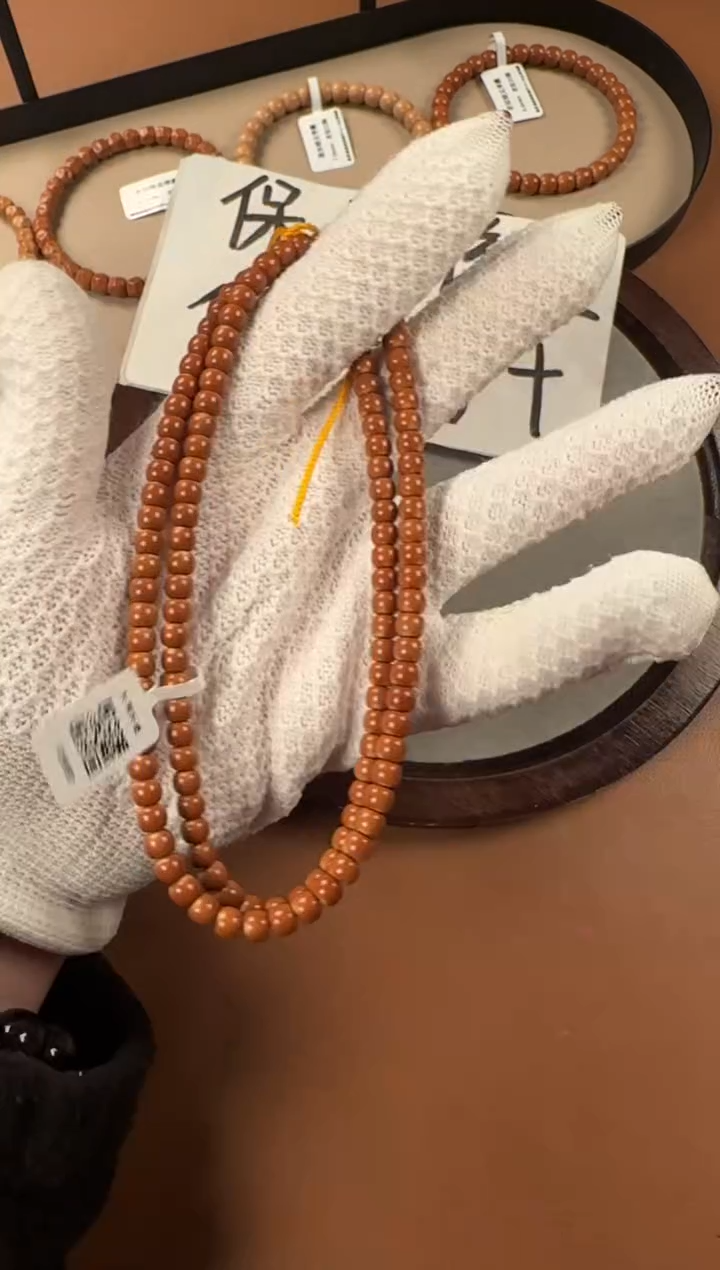 手串橄榄核5.6mm老挝核尖108，老挝老树核，倒角微微三花筋线