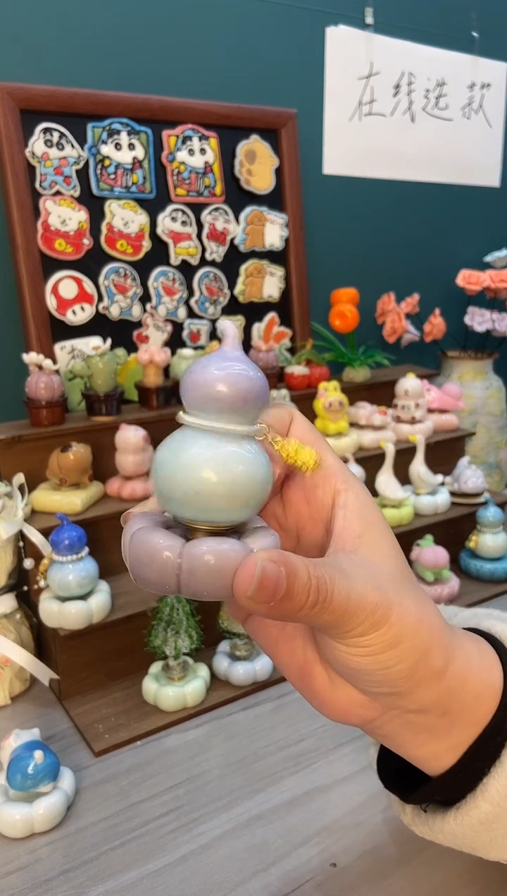 摆件陶紫色葫芦景德镇陶瓷摆件1个装